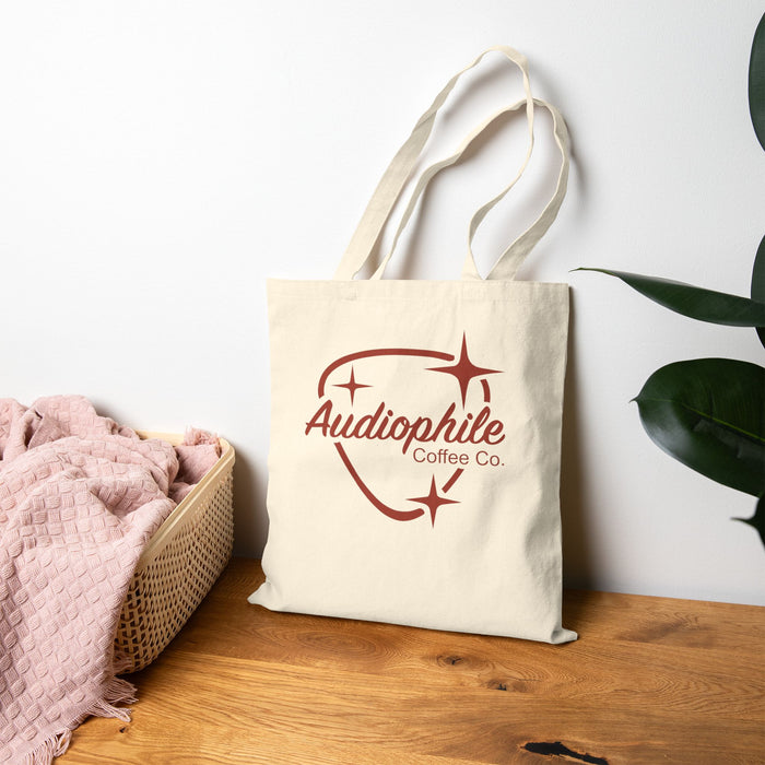 Audiophile Coffee Co. Canvas Tote Bag — Retro Midcentury Logo Eco Shopper