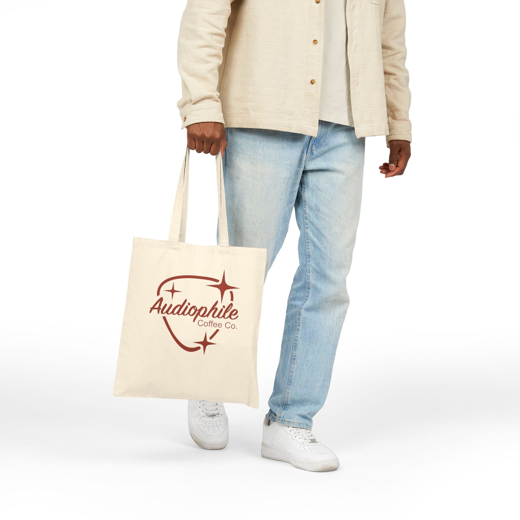 Audiophile Coffee Co. Canvas Tote Bag — Retro Midcentury Logo Eco Shopper