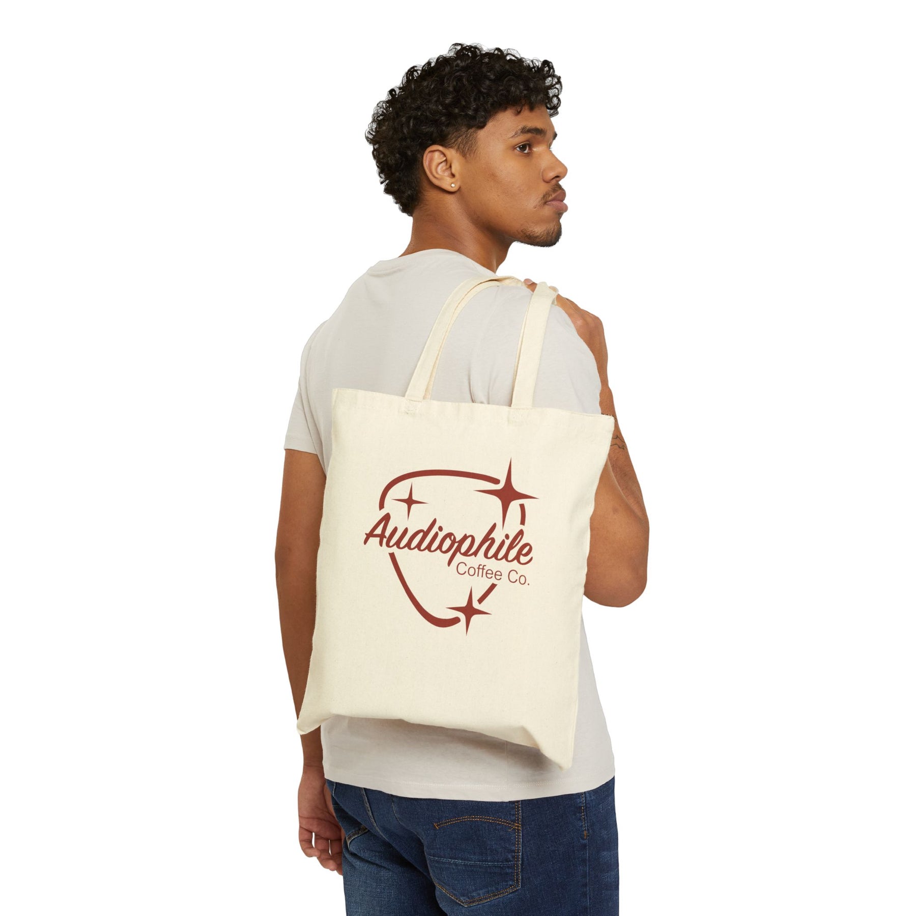 Audiophile Coffee Co. Canvas Tote Bag — Retro Midcentury Logo Eco Shopper
