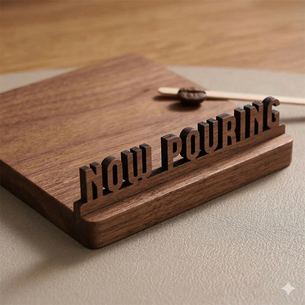 "Now Pouring" Bag display